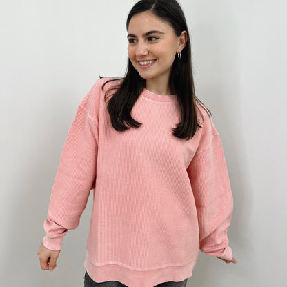 Blossom Pink Oversized Corded Crew