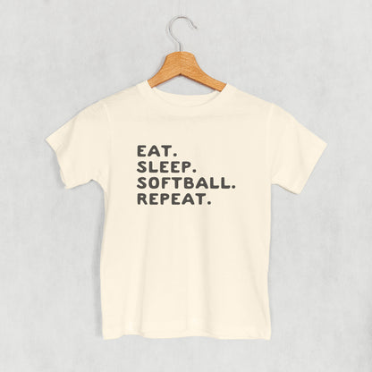 Eat Sleep Softball Repeat (Kids)