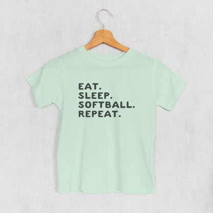 Eat Sleep Softball Repeat (Kids)