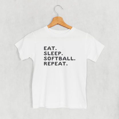 Eat Sleep Softball Repeat (Kids)