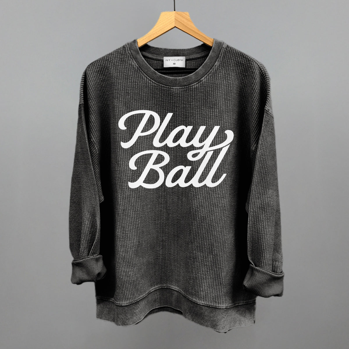 Play Ball (Vintage Script White)