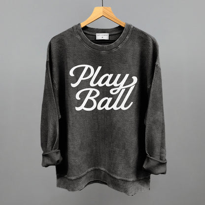 Play Ball (Vintage Script White)