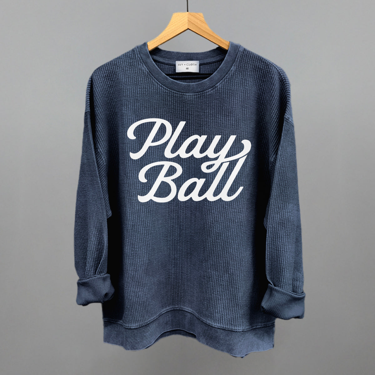 Play Ball (Vintage Script White)