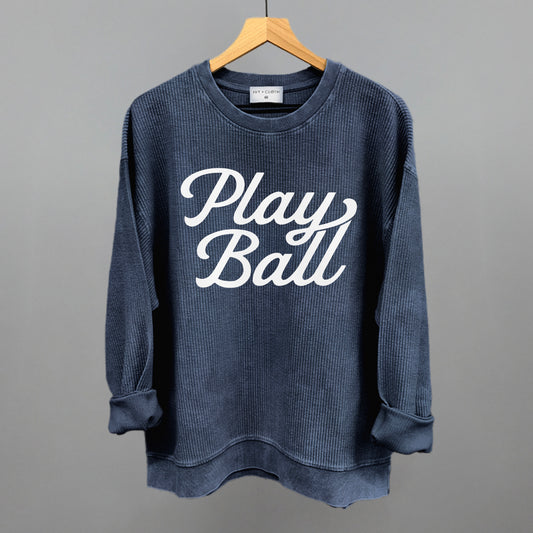 Play Ball (Vintage Script White)