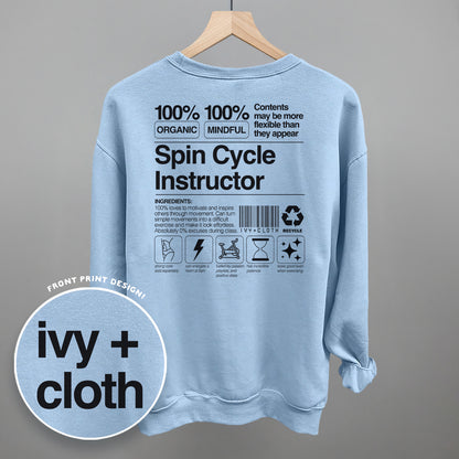 Spin Cycle Instructor Nutrition Facts (Back Print)