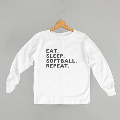 Eat Sleep Softball Repeat (Kids)