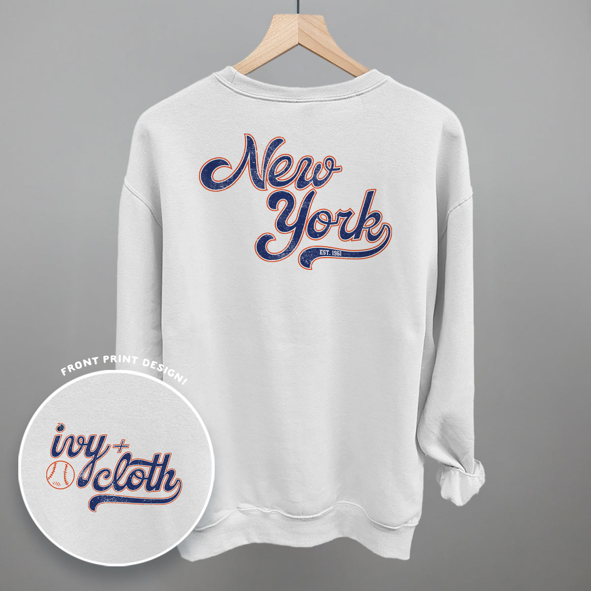 New York Baseball (Blue/Orange) (Back Print)