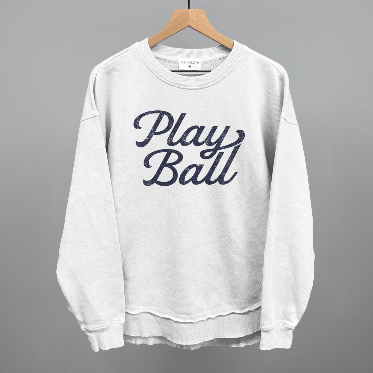 Play Ball Vintage Script Oversized Terry Poncho White S