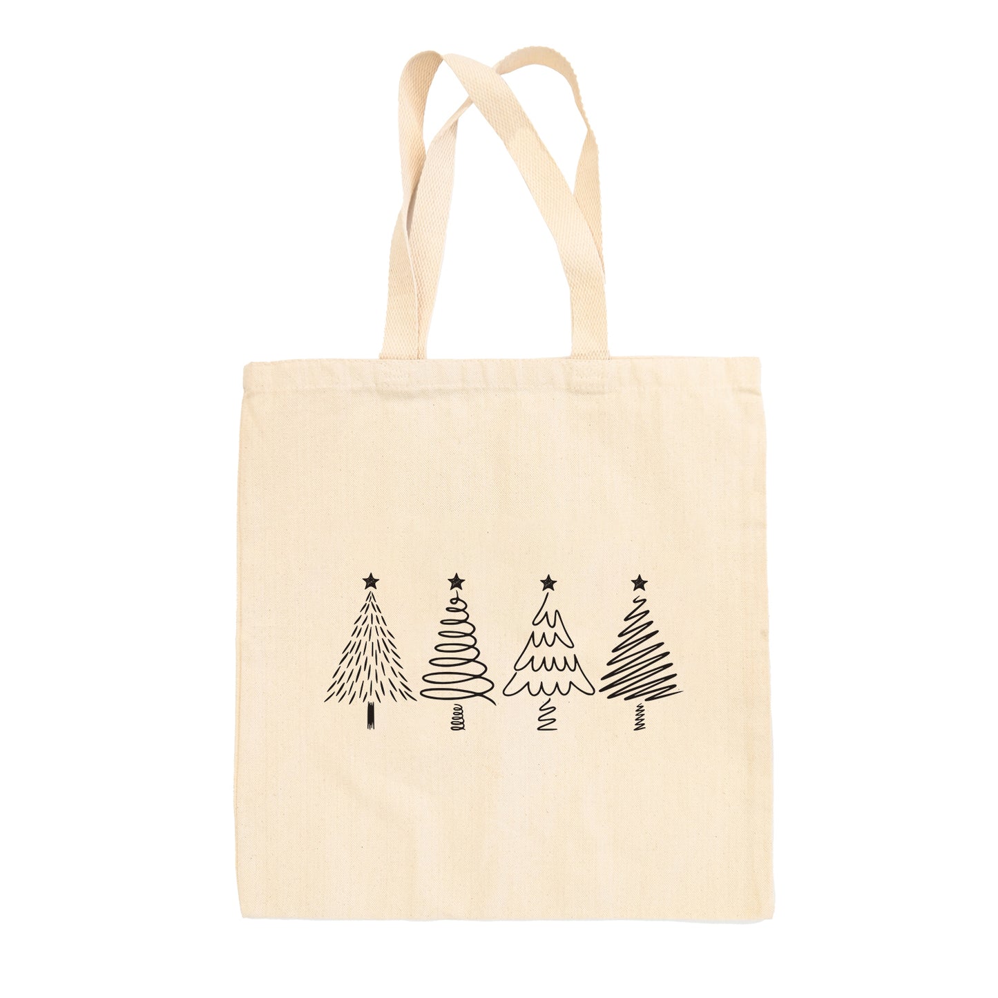 Christmas Tree Doodles (Black) Tote Bag