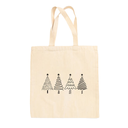 Christmas Tree Doodles (Black) Tote Bag