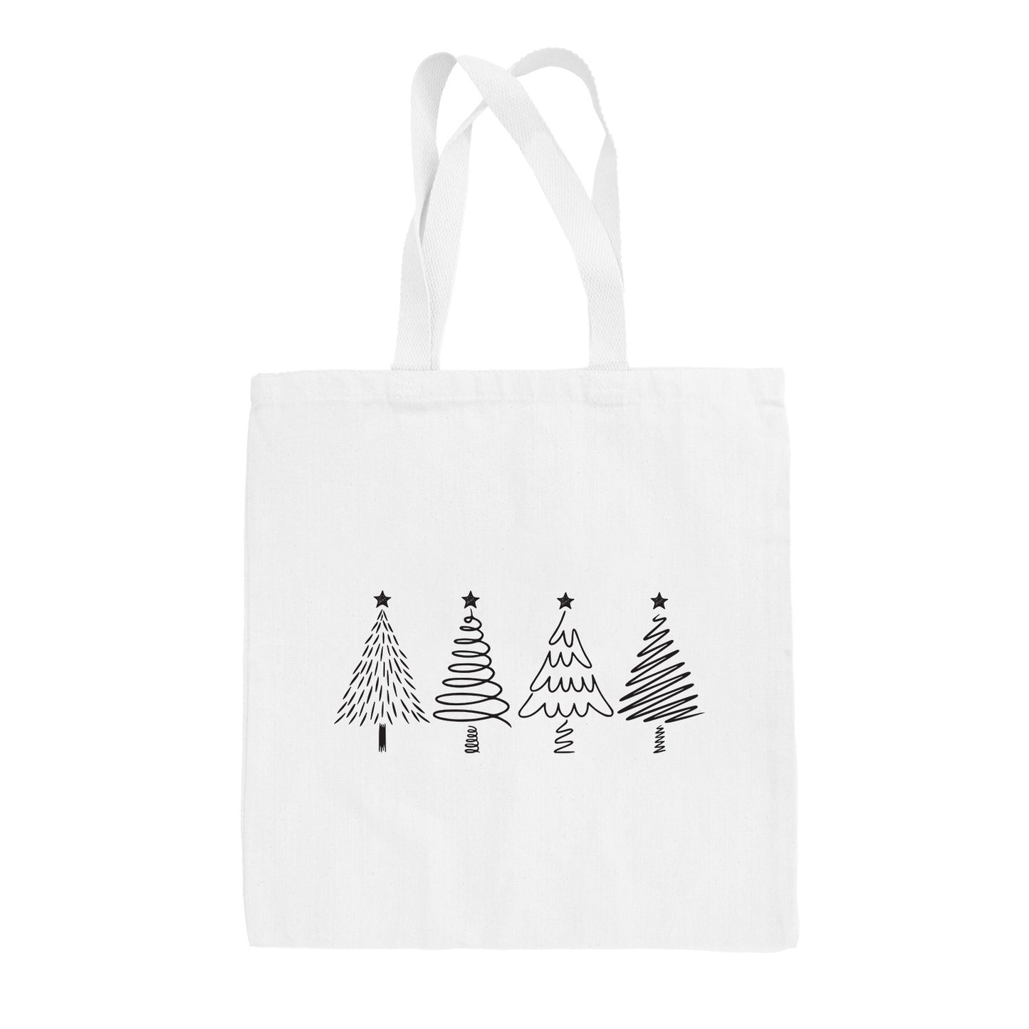 Christmas Tree Doodles (Black) Tote Bag