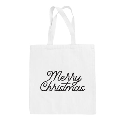 Merry Christmas Black Script Tote Bag