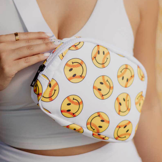 Softball Happy Face Belt Bag