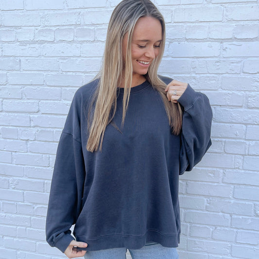 Vintage Navy Oversized Boxy Crew