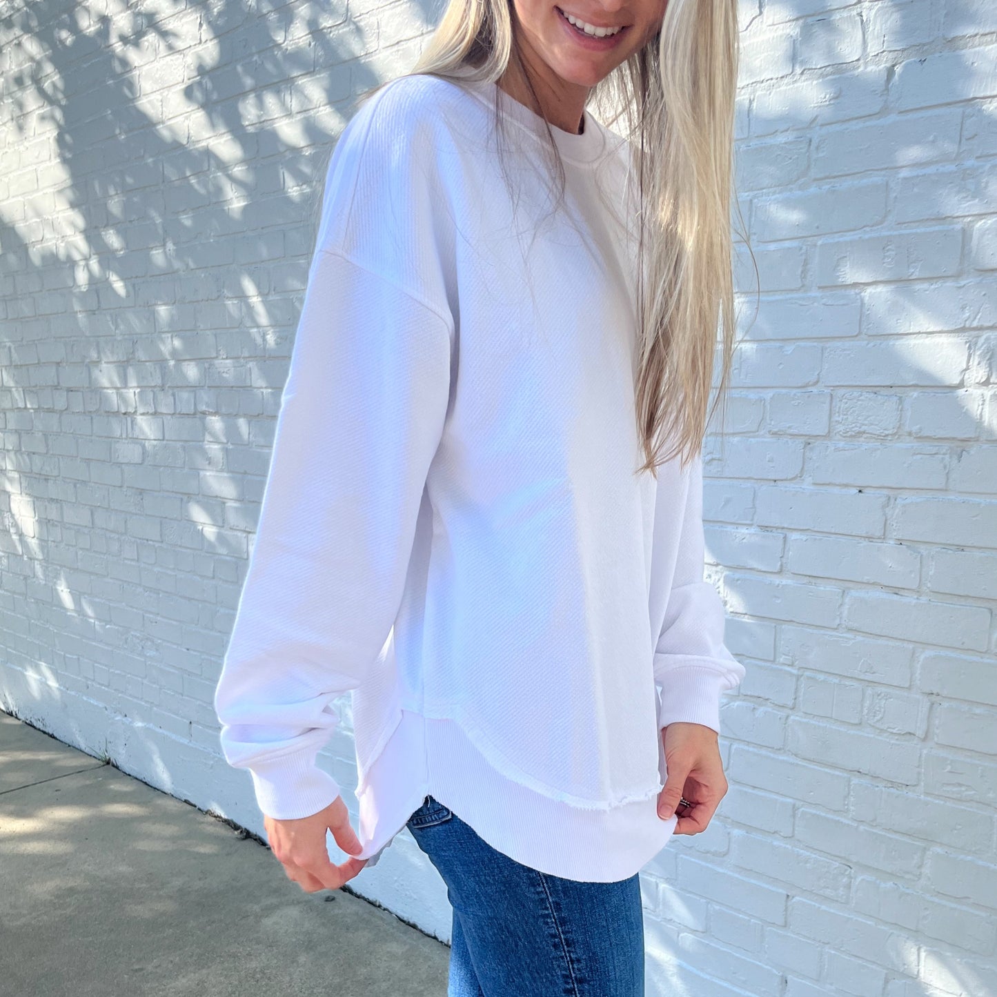 White Oversized Terry Poncho